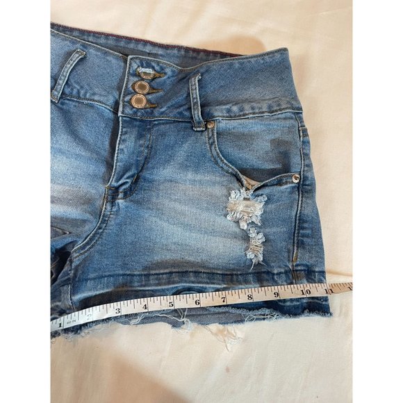Boom Boom Jeans Womens Cut Off Short SH19729Z Button Fly Distressed Blue Size 9 - Picture 6 of 9
